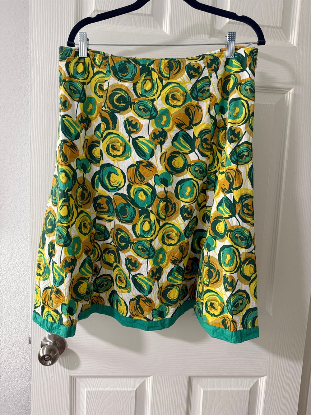 Boden Floral A-Line Skirt in Yellow & Green